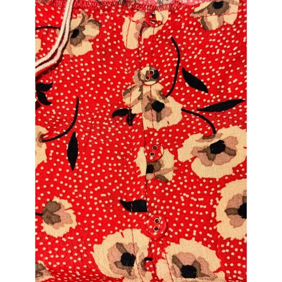 Lovestitch Women's Red Floral Long Sleeve Blouse S With Square Neckline & Peplum - Picture 6 of 11